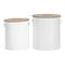 Set of 2 White Metal Farmhouse Storage Stool, 18", 16"